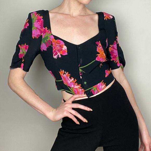 Zara (trf collection) 80s Inspired Floral Blouse - Picture 3 of 8